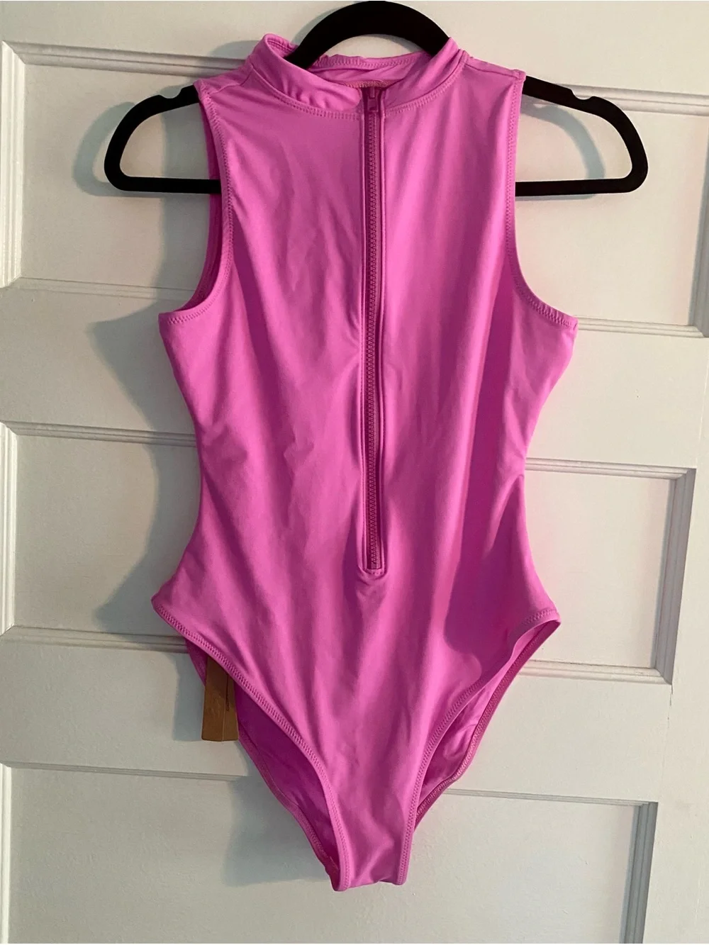 NWT Skims Sleeveless Zip-Front One-Piece Swim- Neon Orchid